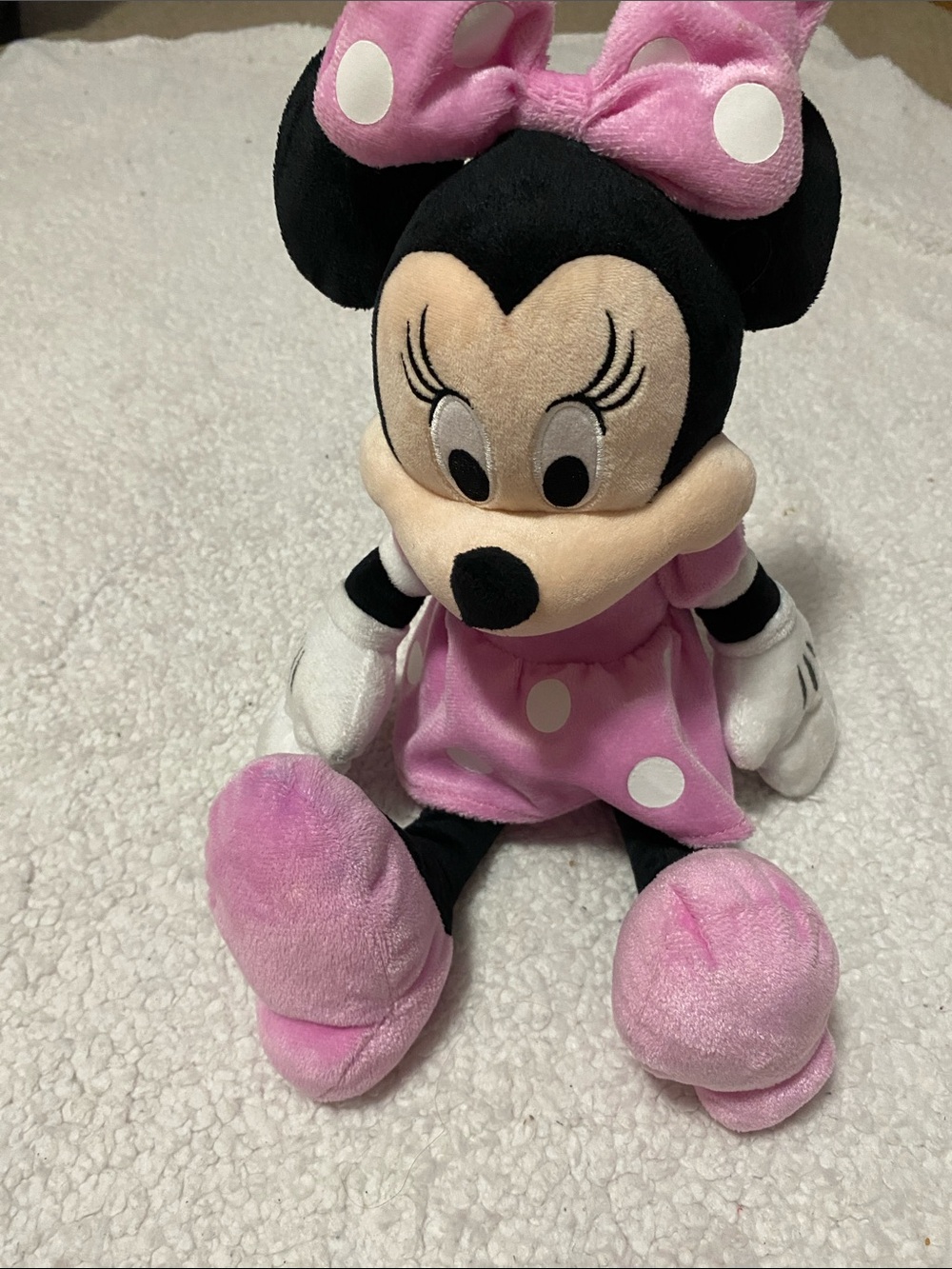 Disney Minnie Mouse Pink & Black Polka Dot Plush Doll